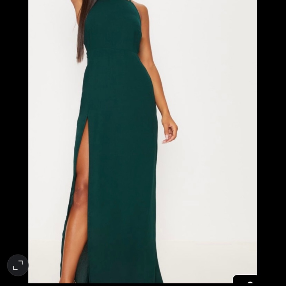 Green Strappy Back Detail Chiffon Maxi Dress